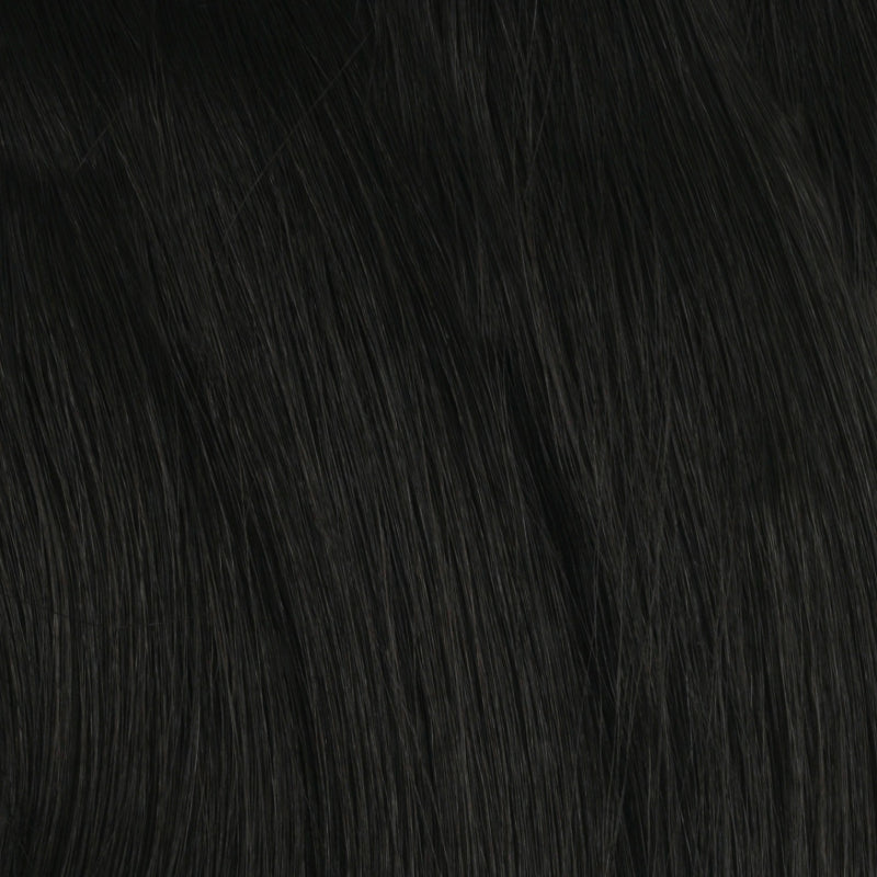 SHAKE N GO Freetress Equal Drawstring Ponytail Puff straight natural black synthetic hair closeup texture