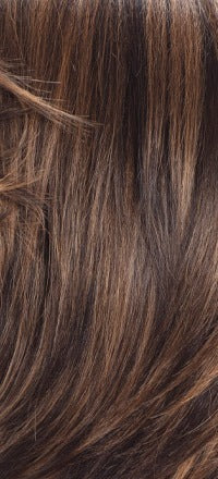 SHAKE N GO Freetress Equal Valentino lace wig brown balayage straight layered hair close up showing natural texture