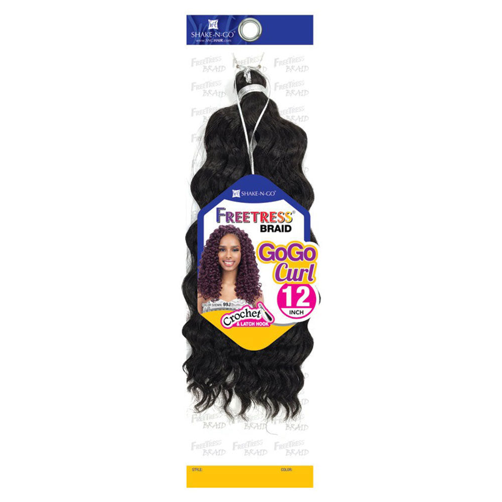 SHAKE N GO Freetress Gogo Curl 12 inch braid in black crochet synthetic hair
