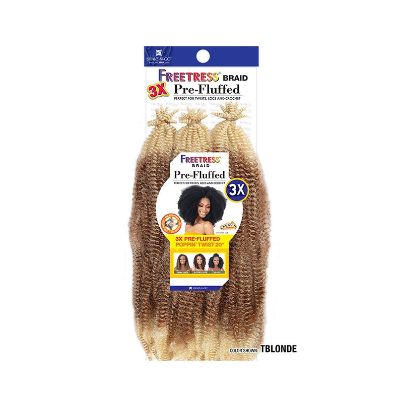 SHAKE N GO Freetress braid pre-fluffed poppin twist braiding hair in blonde color 20 inch