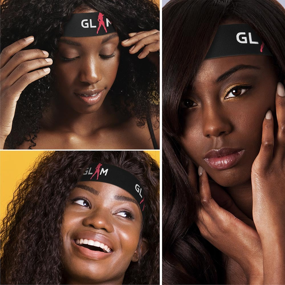 RED BEAUTY by KISS fashion edge band for wigs on three models securing wigs and smoothing hairlines