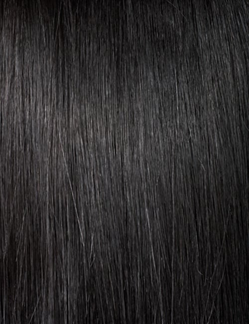OUTRE 32 inch straight lace wig in natural black close up straight hair texture and silky finish