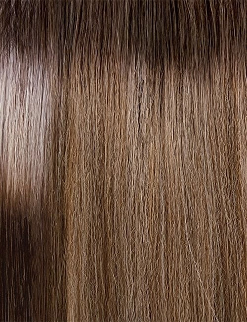 OUTRE 32 inch straight lace wig light brown with subtle highlights close up straight hair texture