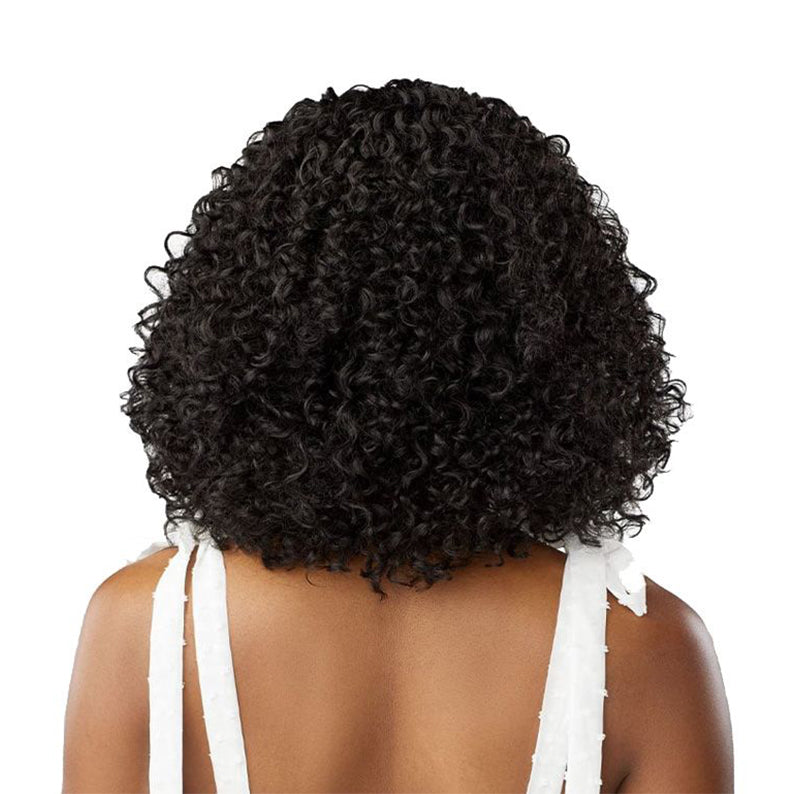 SENSATIONNEL back view black curly bob HD lace front wig pre-plucked shoulder length natural texture