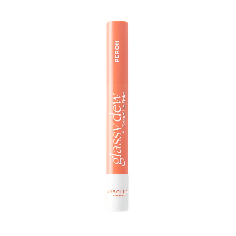 Absolute New York peach tinted lip balm in sleek gloss tube for moisturizing lips