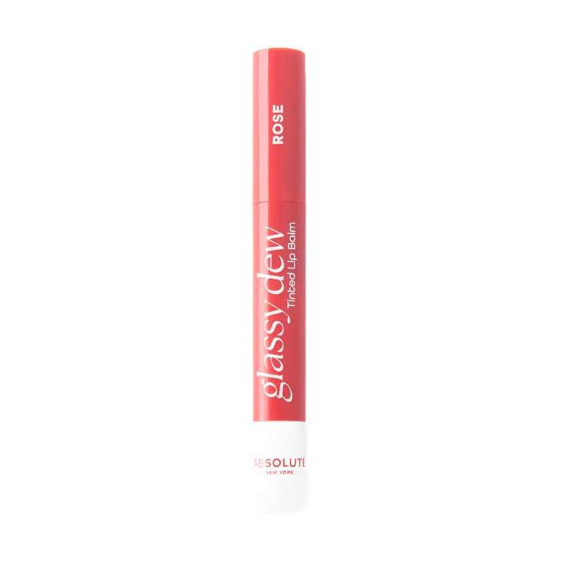 ABSOLUTE NEW YORK Glassy Dew Rose tinted lip balm in coral pink shade for moisturizing lips