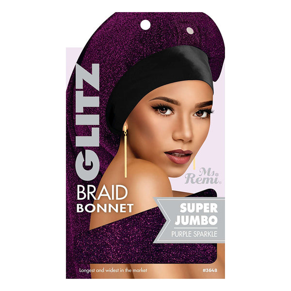 ANNIE jumbo braid bonnet in super jumbo purple sparkle for hair protection and styling