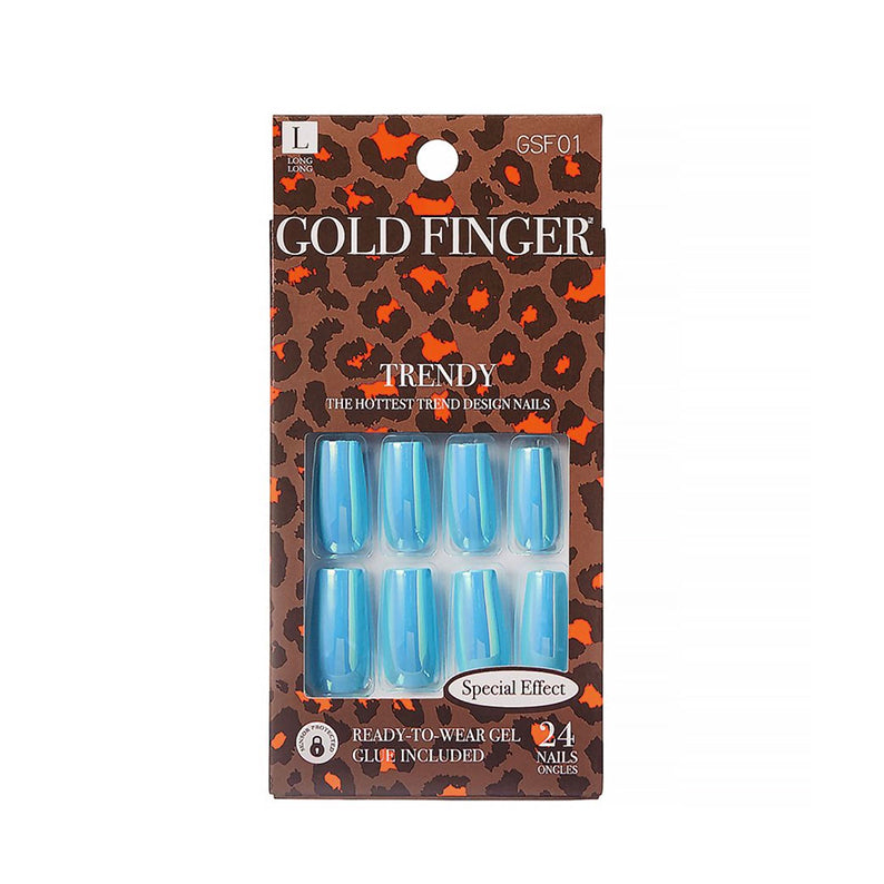 IVY BEAUTY by KISS blue press on nails long in glossy turquoise set 24 ready to wear gel