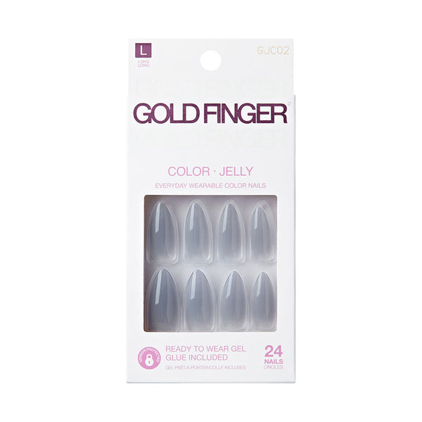 Gold Finger jelly color nails cloudy press on gel look false nails pack IVY BEAUTY by KISS 24 nails