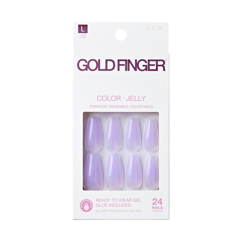 Gold Finger Jelly Color Nails IVY BEAUTY by KISS lilac jelly press on gel nails 24 pack long length