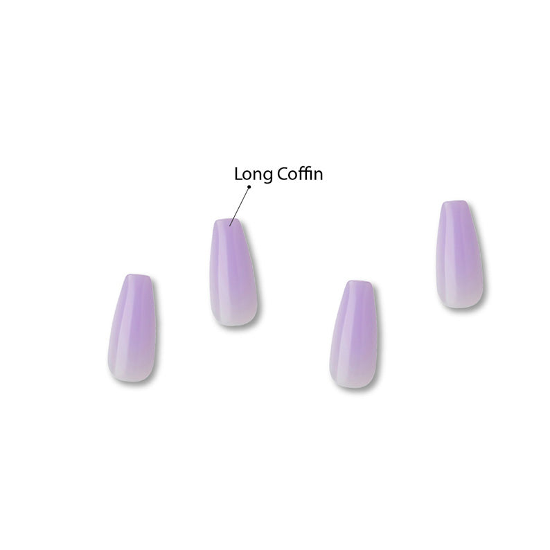 IVY BEAUTY by KISS long coffin press on nails in lavender ombre set Gold Finger Jelly Color Nails