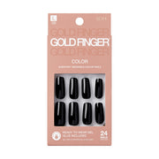 IVY BEAUTY by KISS Gold Finger solid color fake nails black glossy short press on nails in package