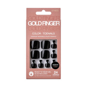 IVY BEAUTY by KISS gold finger toenail set black glossy ready to wear 24 wide fit gel glue included