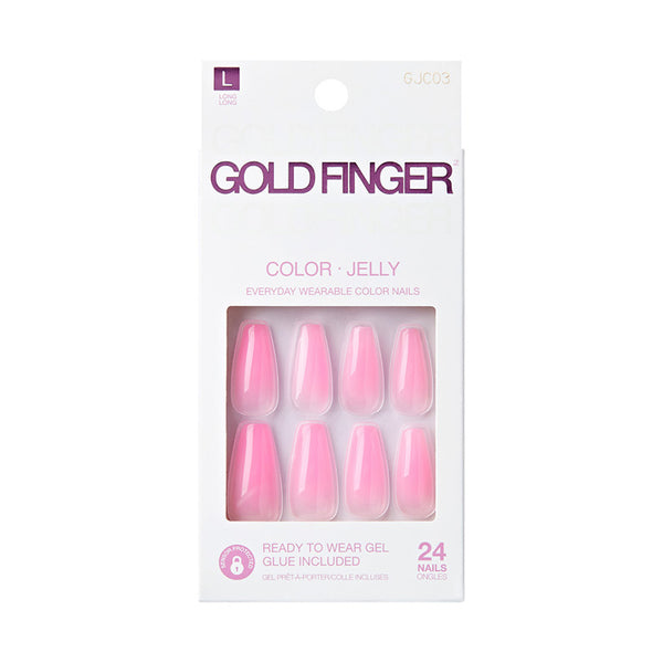IVY BEAUTY by KISS pink jelly press on nails pack of 24 long glossy pink ombre ready to wear