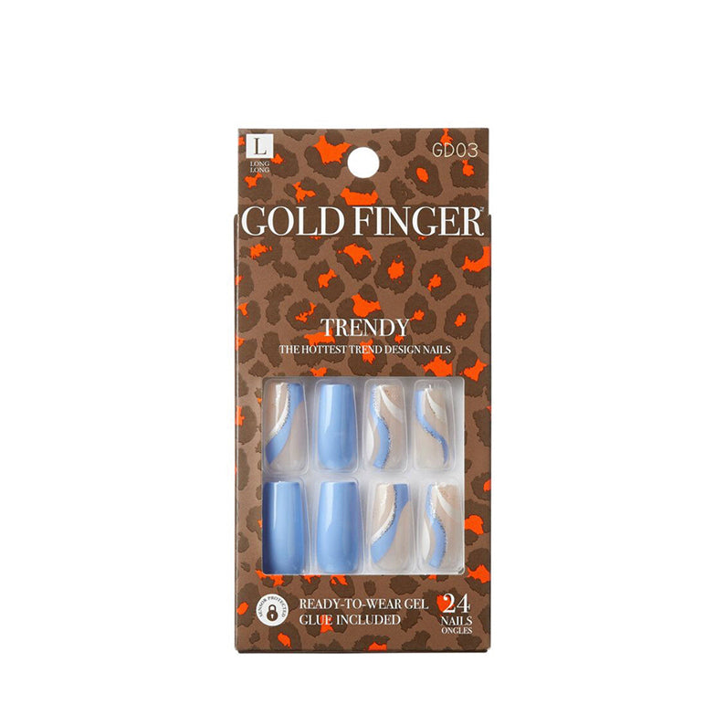 IVY BEAUTY by KISS trendy press on nails blue marble ombre set 24 ready to wear gel nails