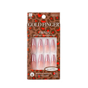 IVY BEAUTY by KISS Gold Finger trendy ombre long coffin XL press-on gel nails with rose gold tips