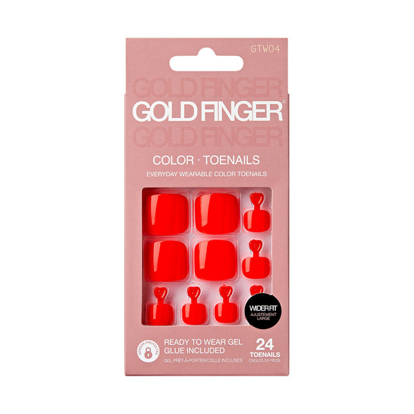 IVY BEAUTY by KISS Gold Finger wider fit toenails in bright red 24 piece ready to wear gel set packaging