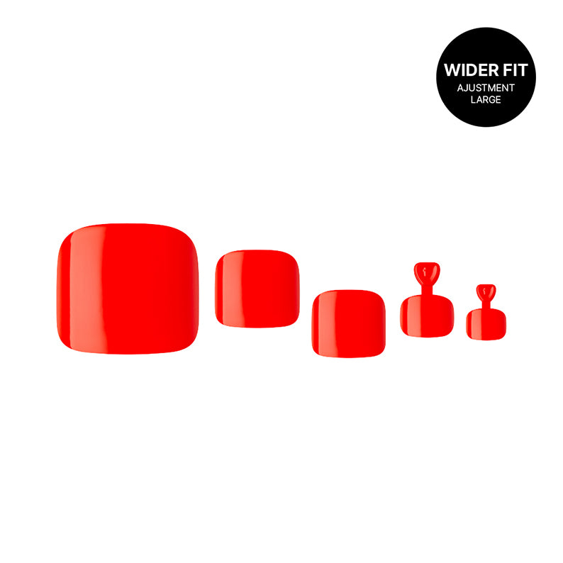 IVY BEAUTY by KISS glossy red press on toenail set with wider fit sizes Gold Finger wider fit toenails