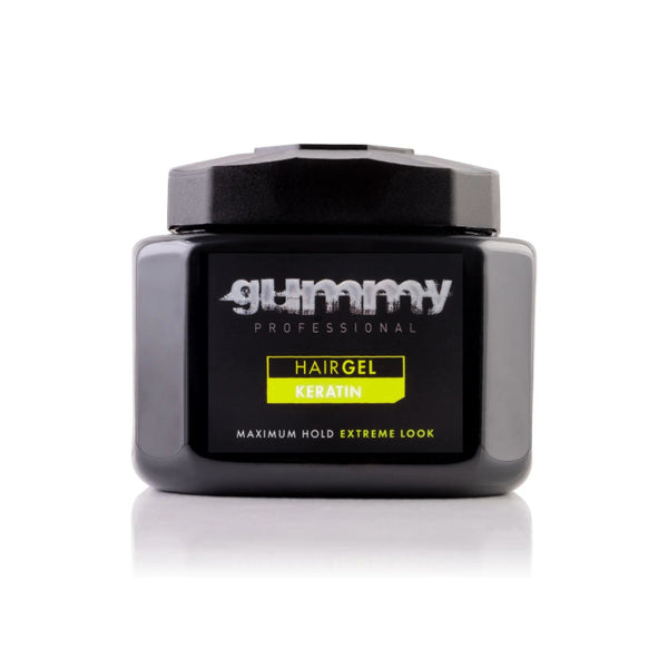 GUMMY keratin hair gel black professional jar for maximum hold and extreme styled look