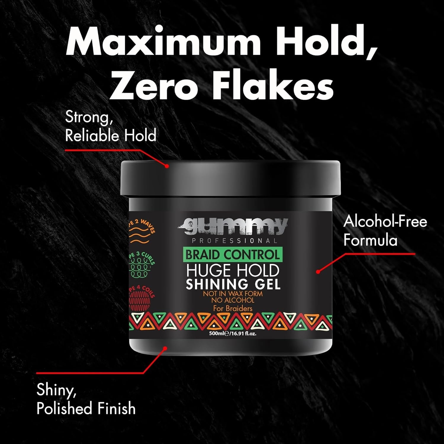 gummy Braid Control Huge Hold Shining Gel 16.9oz