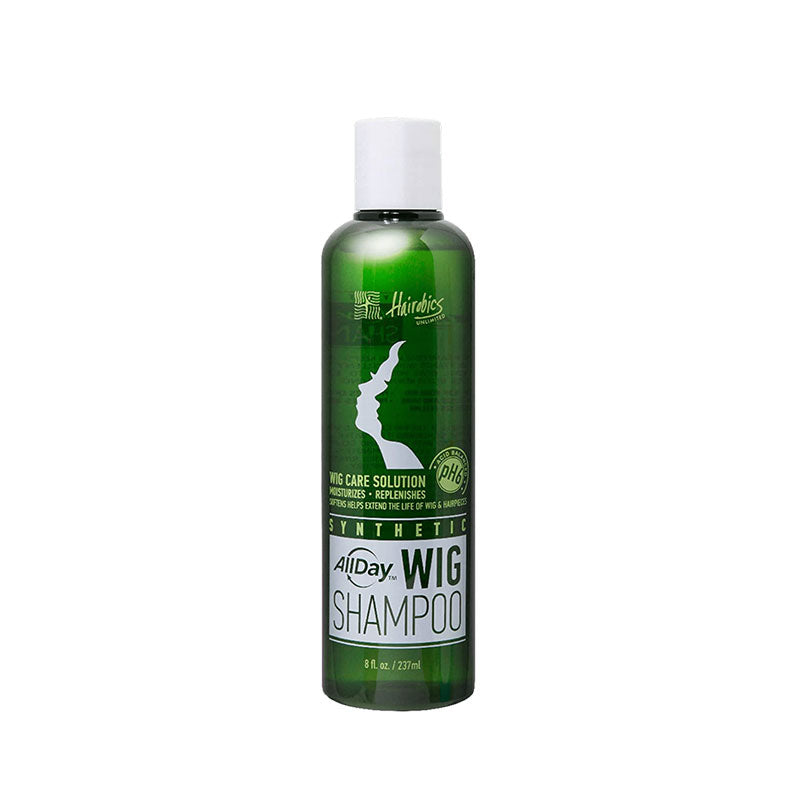 ALLDAY LOCKS green bottle wig shampoo for synthetic wigs pH balanced gentle formula 8 oz