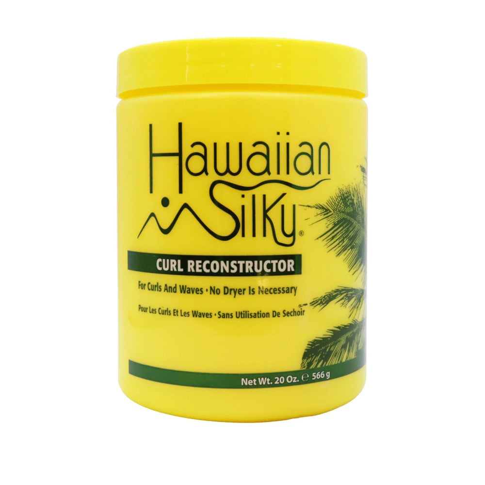 HAWAIIAN SILKY curl reconstructor for natural hair in bright yellow 20 oz jar for curls and waves
