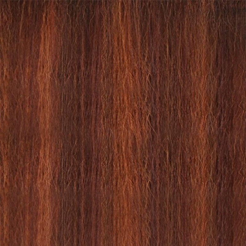 OUTRE reddish brown textured wig close up showing hair strands and natural parting for melted hairline lace front wig