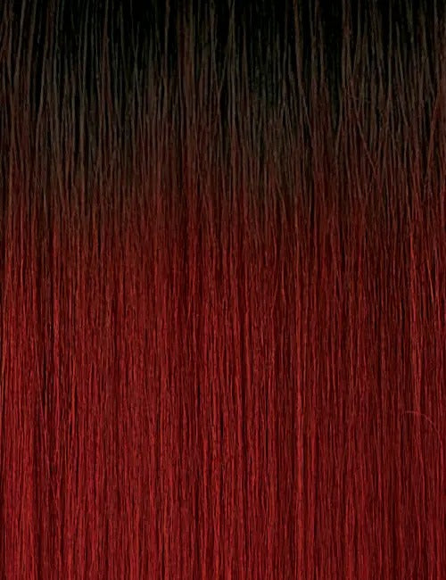 OUTRE 14 inch lace front wig synthetic straight ombre black to deep burgundy red silky strands