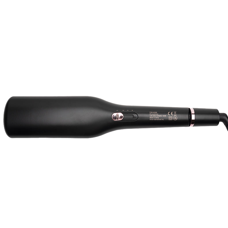 ANNIE 4-in-1 hair waver in matte black with ergonomic handle and control buttons on white background