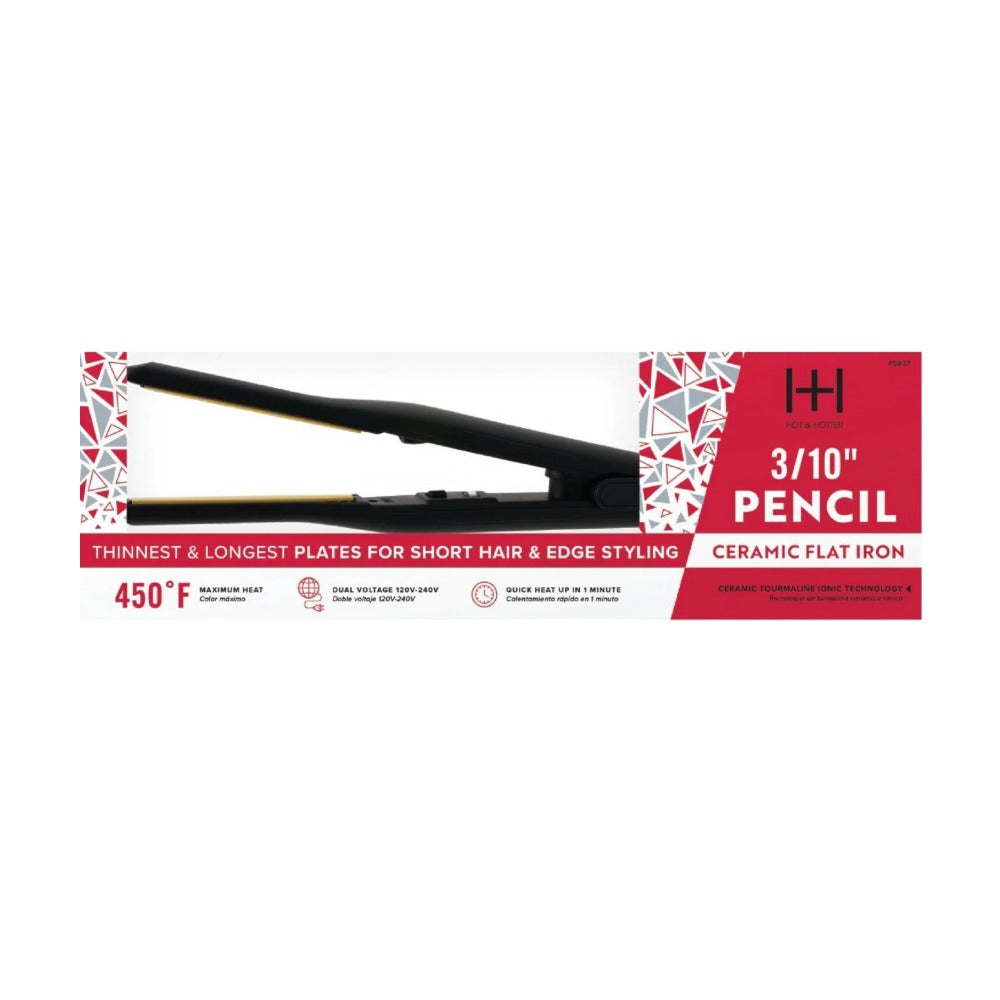 ANNIE 3 10 inch pencil ceramic flat iron for edges black slim plates on retail packaging