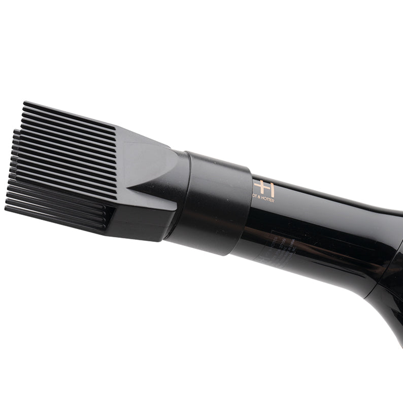 ANNIE ceramic ionic hair dryer with black comb nozzle attachment close up professional styling tool
