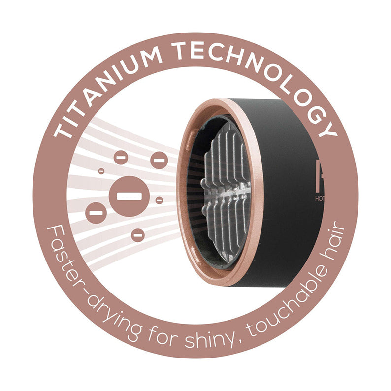 ANNIE titanium turbo 3000 hair dryer close up of nozzle interior showing titanium technology badge