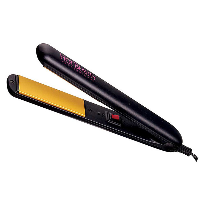 RED BEAUTY by KISS black hair straightener with gold plates ceramic flat iron 1 inch for sleek styling and travel