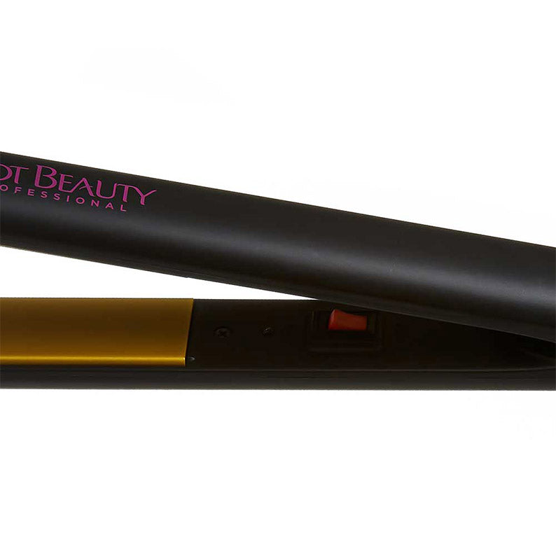 RED BEAUTY by KISS black and gold hair straightener ceramic flat iron 1 inch with slim ergonomic body