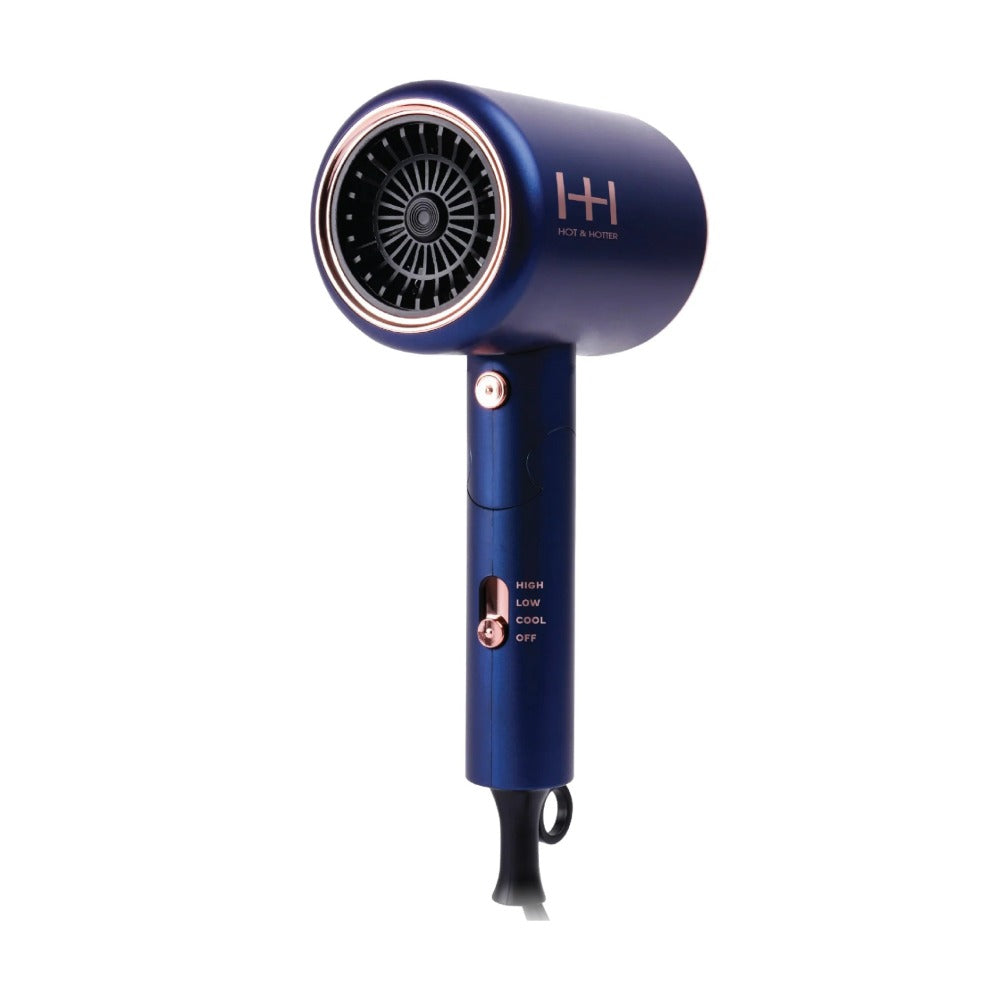 ANNIE foldable hair dryer blue compact travel dryer with foldable handle high low cool settings
