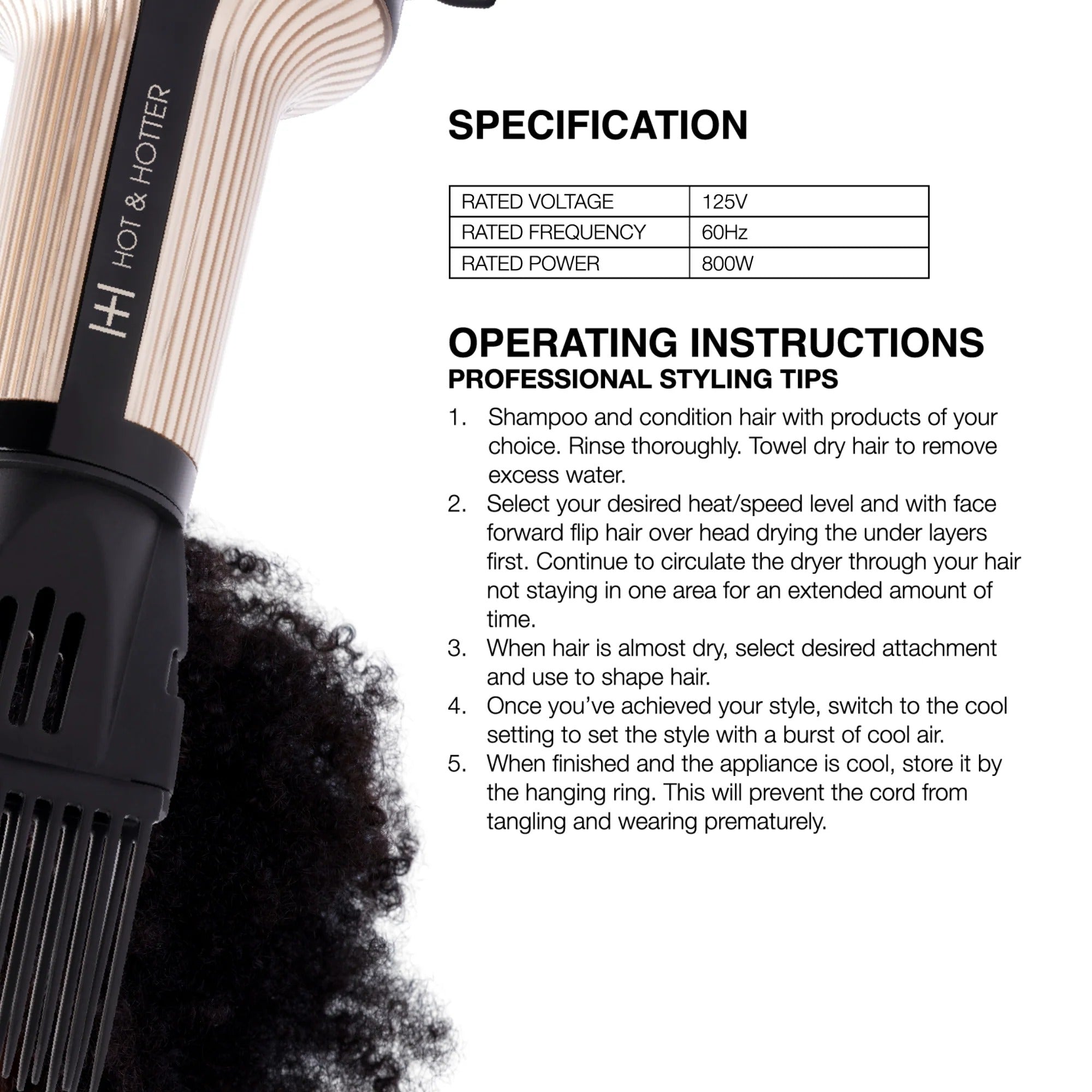 Sèche-cheveux sans fil Turbo 4000 en céramique #5847