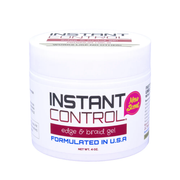 INSTANT CONTROL maximum hold edge control gel in white 4 oz jar for styling edges and braids formulated in USA