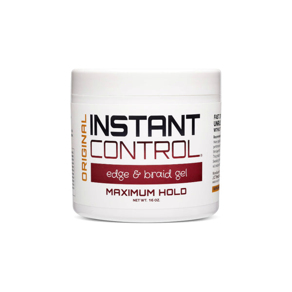 INSTANT CONTROL jar of maximum hold edge control gel white 16 oz edge and braid styling product