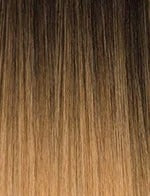 SENSATIONNEL synthetic up and down ponytail wig straight ombre brown to blonde heat resistant fibers close up
