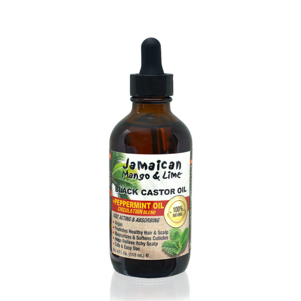 Jamaican Mango and Lime dropper bottle of Jamaican black castor oil peppermint for hair and scalp