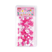 ANNIE assorted color hair beads pack pink and white plastic beads with small heart charm in clear blister packaging