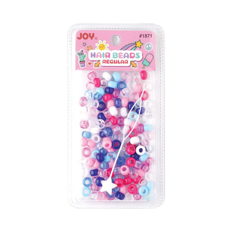 ANNIE assorted color hair beads pack with mixed pink blue purple white plastic beads in clear blister packaging for braiding