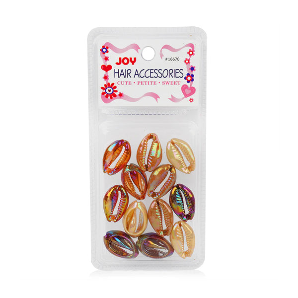 ANNIE brown sea shell hair beads pack of 12 iridescent cowrie accessories for braids and hairstyles