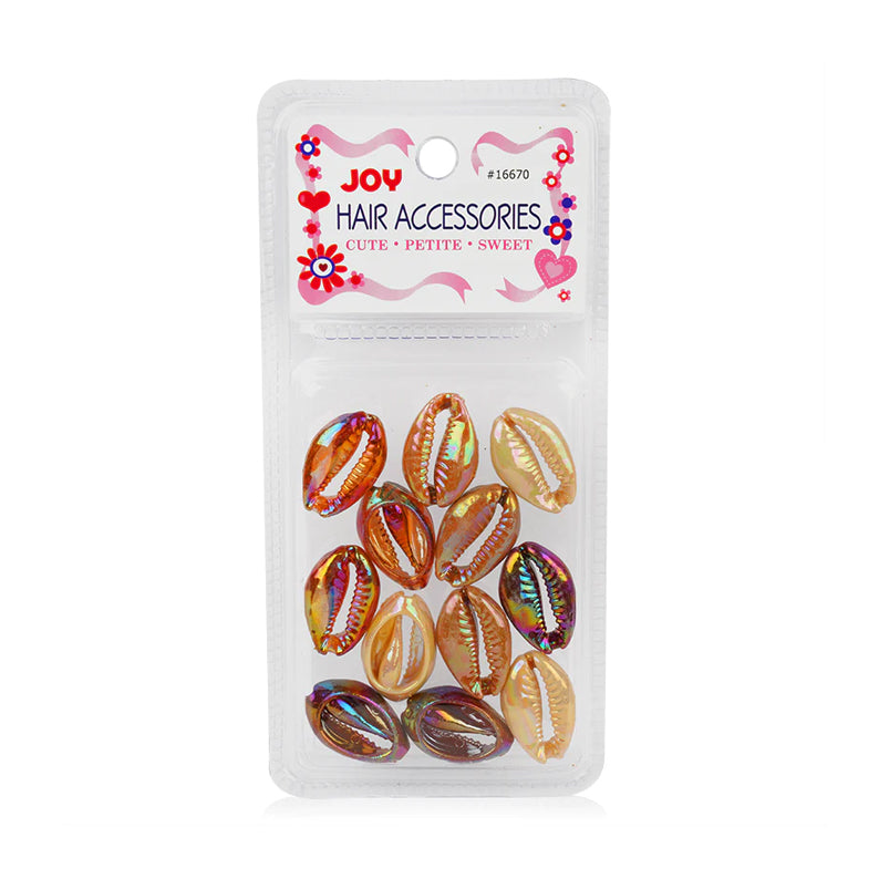 ANNIE brown sea shell hair beads pack of 12 iridescent cowrie accessories for braids and hairstyles