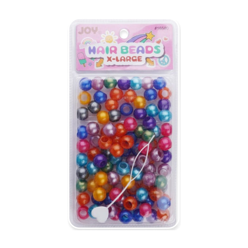ANNIE pack of colorful round plastic beads with threading tool and heart stopper extra large hair beads for braids