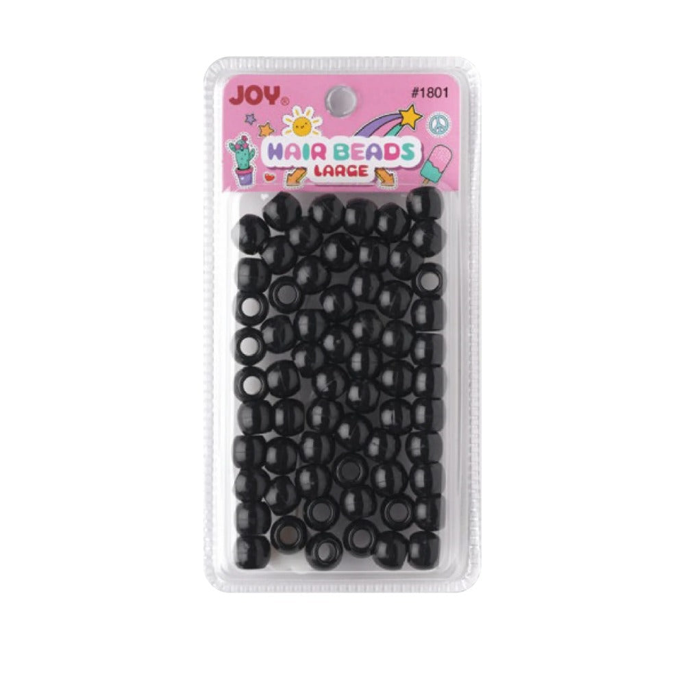 ANNIE large black hair beads pack of glossy plastic rings on pink carded packaging for braids and styling