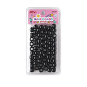 ANNIE large black hair beads pack of glossy plastic rings on pink carded packaging for braids and styling