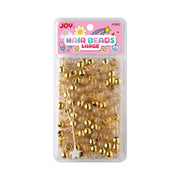 ANNIE pack of large gold hair beads with clear spacers and threading tool for braids and styling