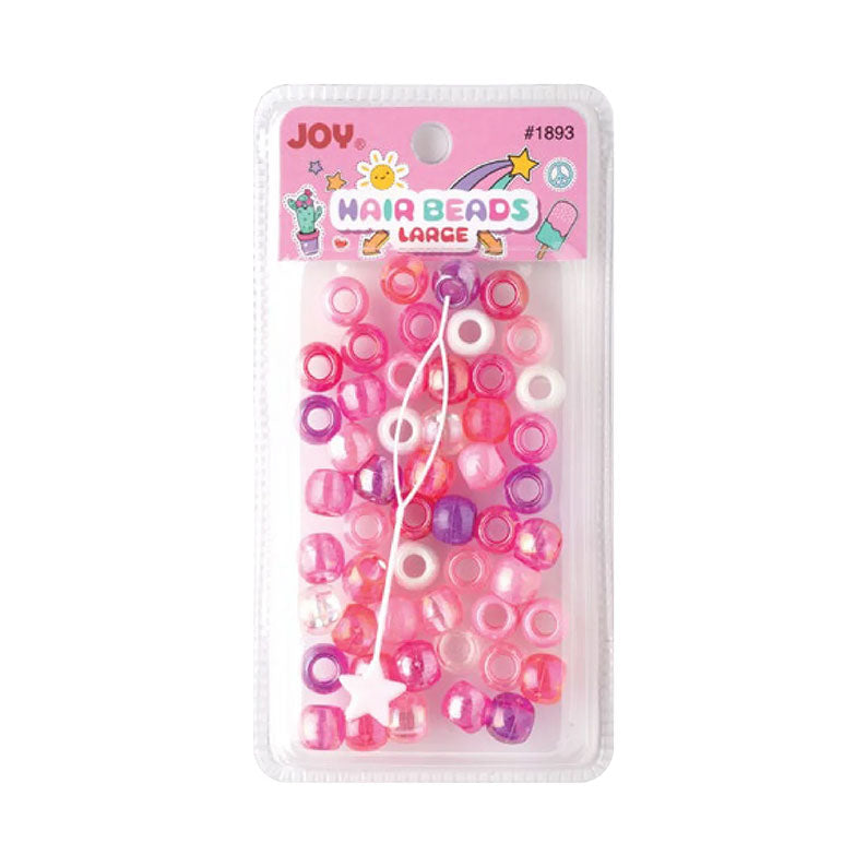 ANNIE pack of large pink and purple hair beads assorted pink purple and white with threading cord and star charm