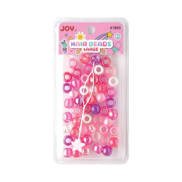 ANNIE pack of large pink and purple hair beads assorted pink purple and white with threading cord and star charm